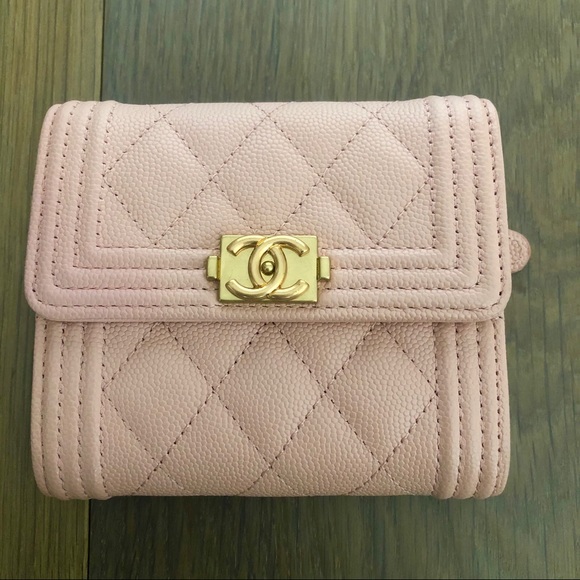 CHANEL Handbags - NWOT Chanel light pink boy small flap wallet